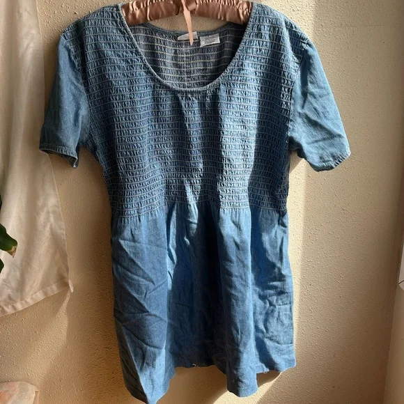 Bobbie Brooks Dresses | True Vintage Jean Shirred Dress | Color: Blue | Size: L | Daphneindigo's Closet